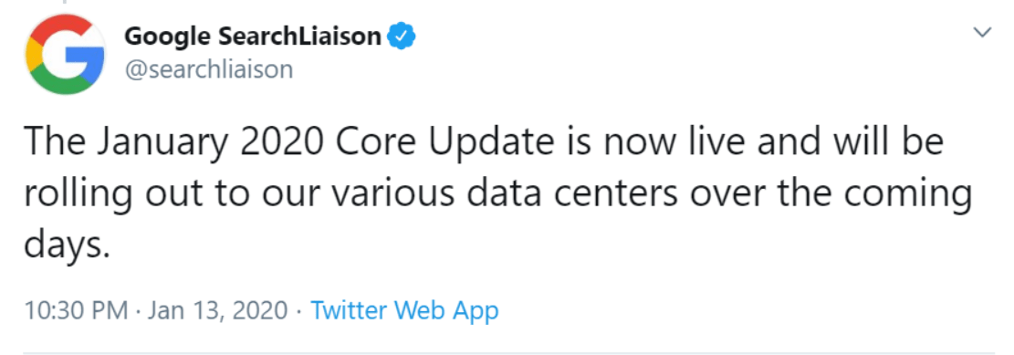 Google Core Algorithm January 2020