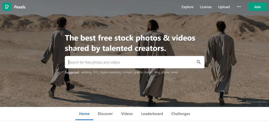 Pexels Home Page