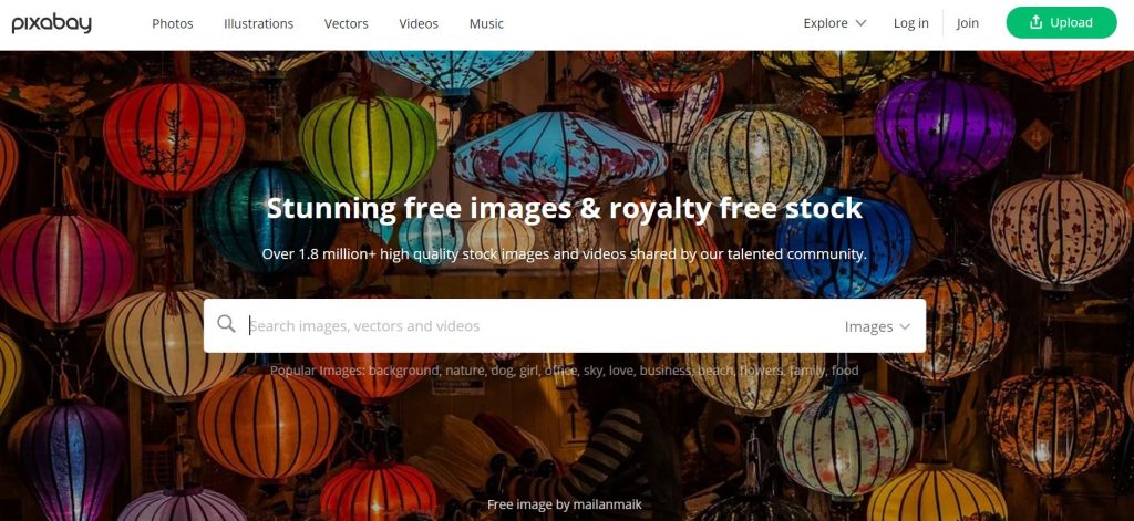 Pixa Bay Home Page