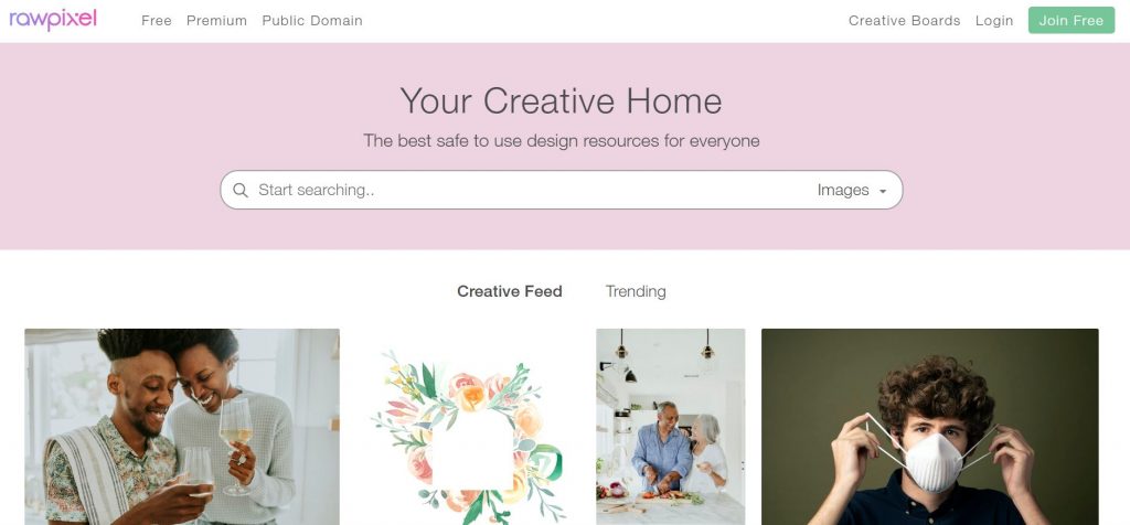 Raw Pixel Home Page