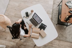 woman working on seo and web design